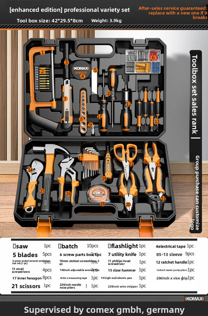 Complete Household Tool Set with Toolbox