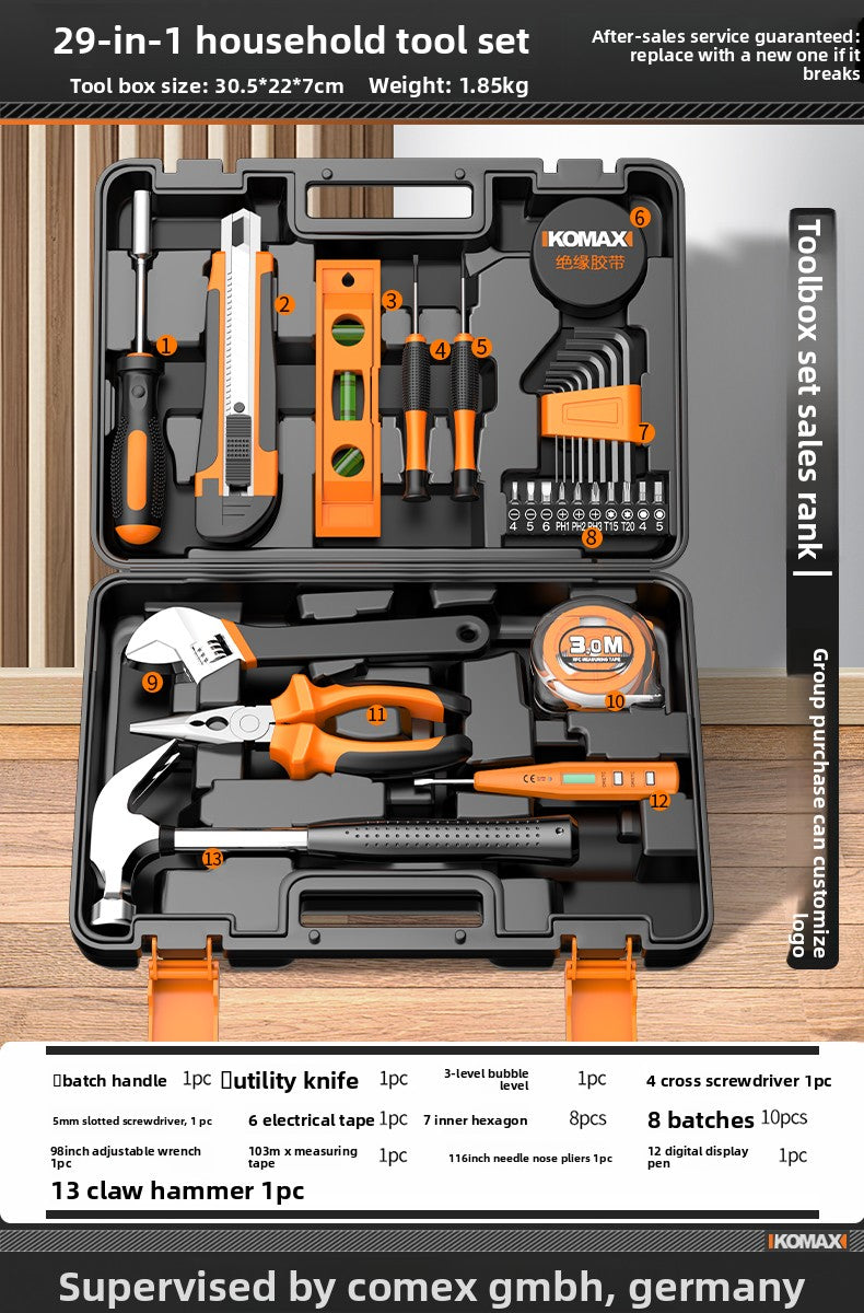 Complete Household Tool Set with Toolbox