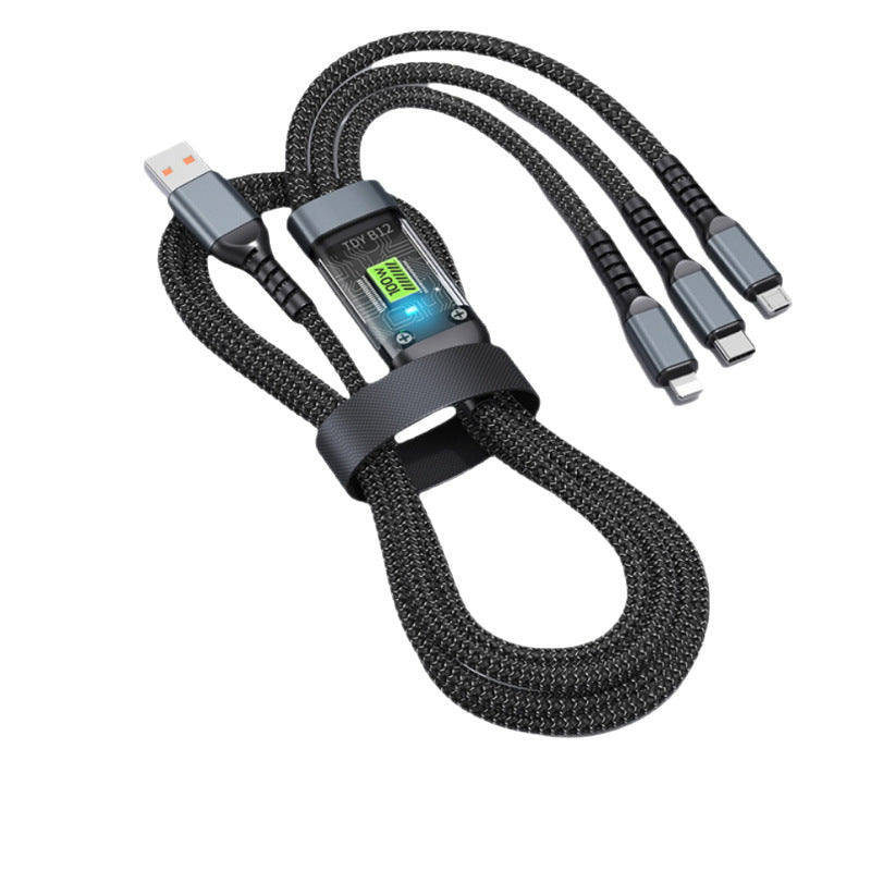 100W Three-in-One Fast Charging Data Cable