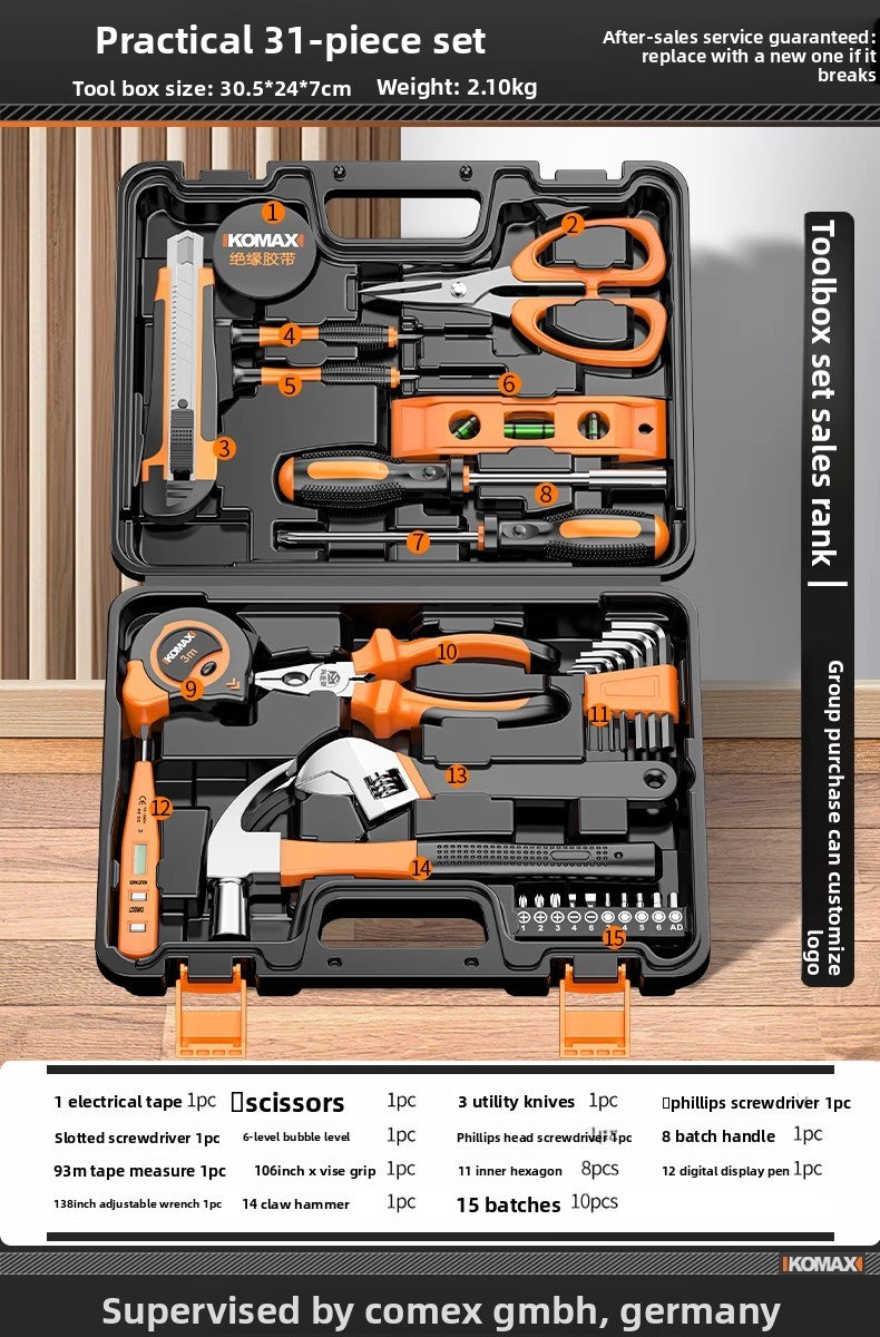 Complete Household Tool Set with Toolbox