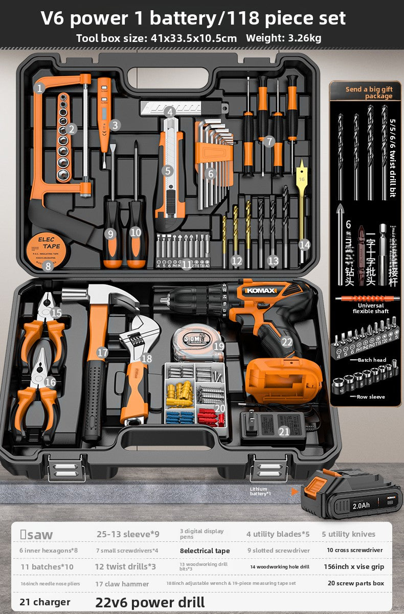 Complete Household Tool Set with Toolbox