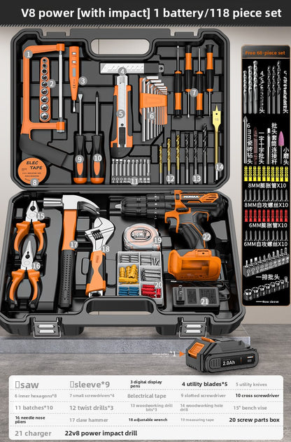 Complete Household Tool Set with Toolbox