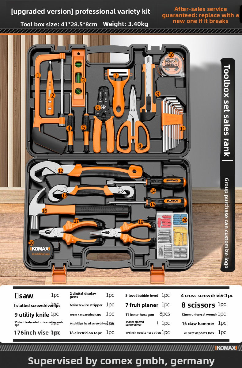 Complete Household Tool Set with Toolbox