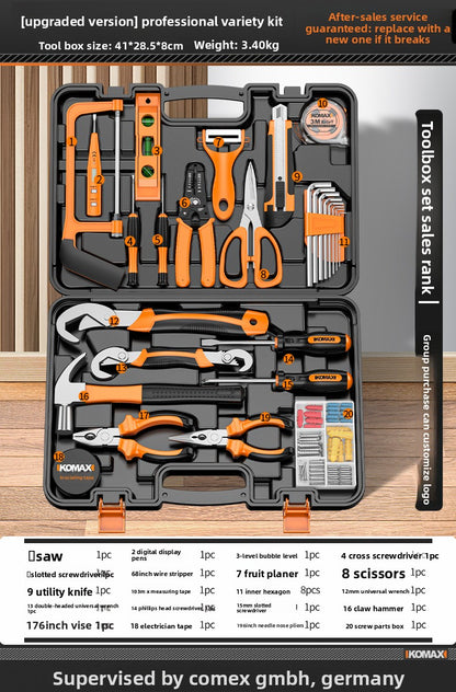 Complete Household Tool Set with Toolbox