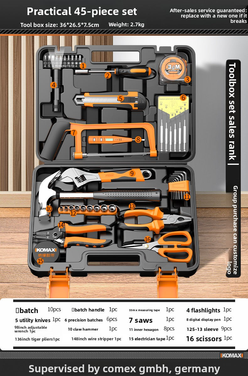 Complete Household Tool Set with Toolbox