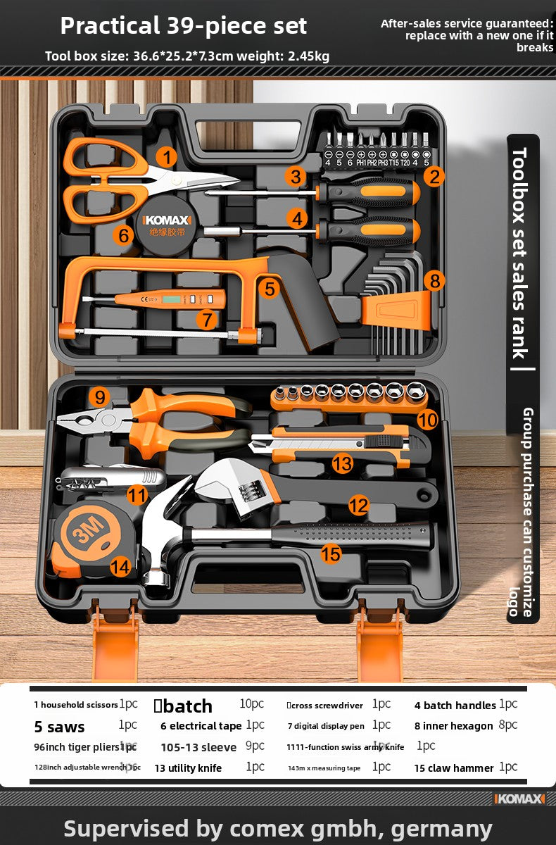 Complete Household Tool Set with Toolbox