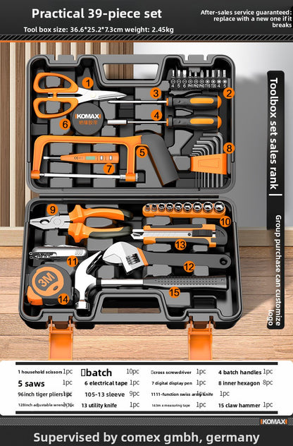 Complete Household Tool Set with Toolbox