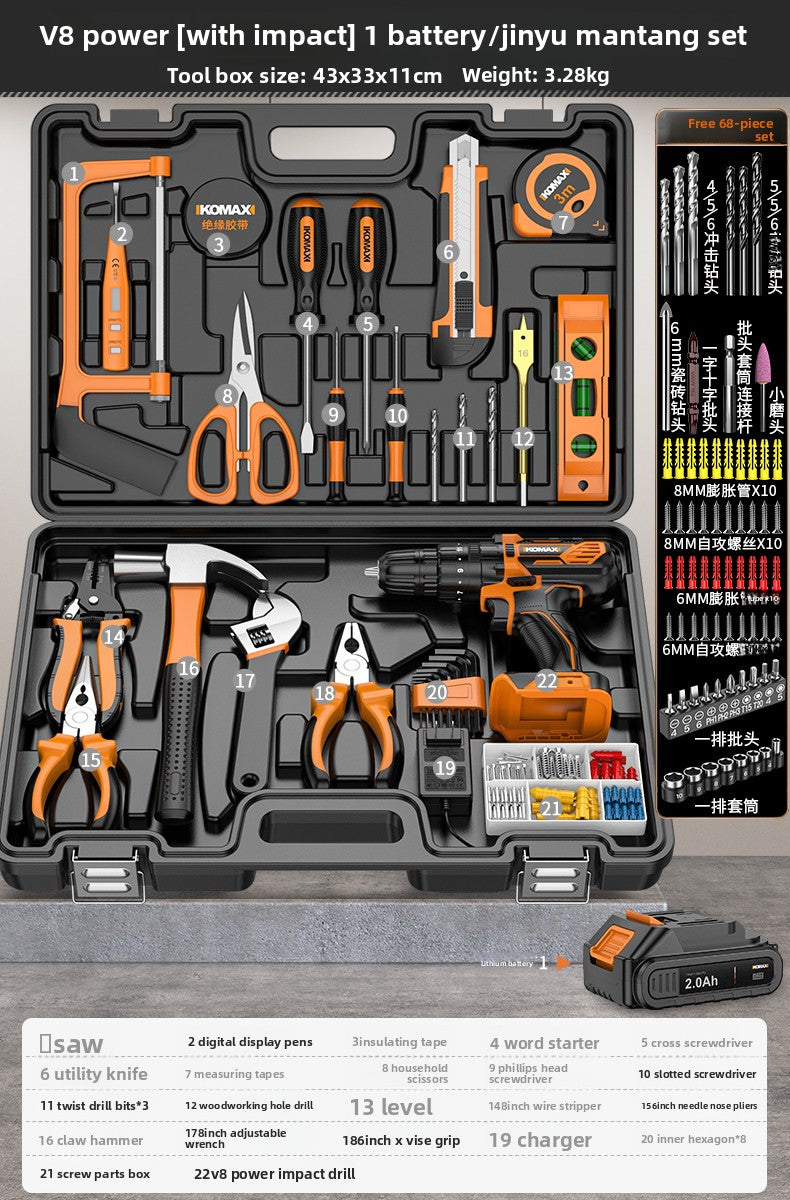 Complete Household Tool Set with Toolbox