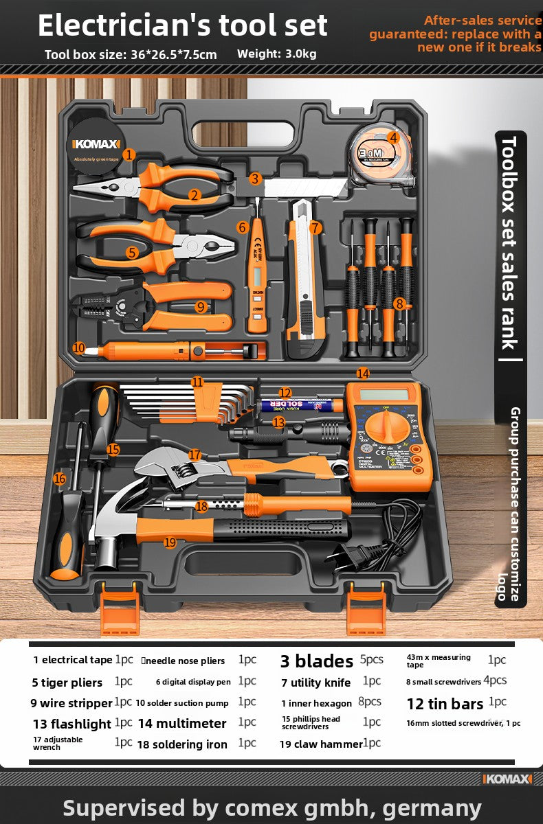 Complete Household Tool Set with Toolbox
