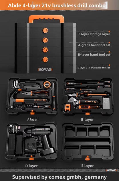 Complete Household Tool Set with Toolbox