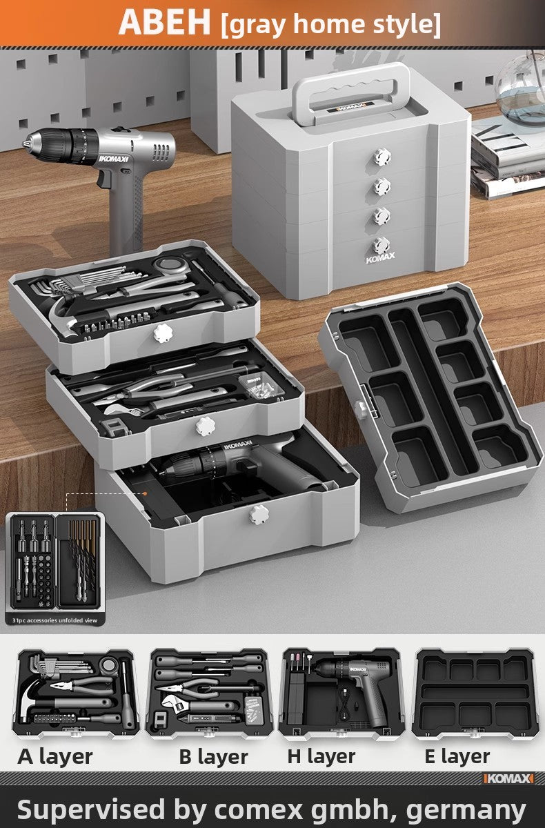Complete Household Tool Set with Toolbox