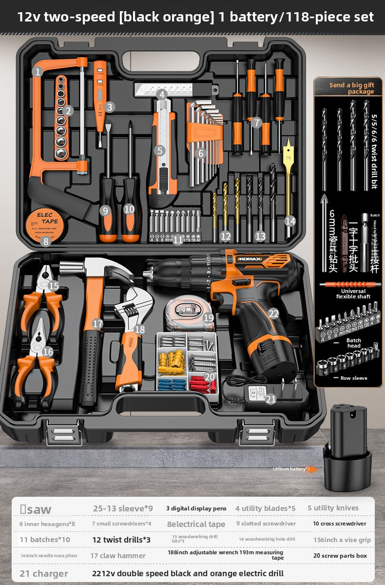 Complete Household Tool Set with Toolbox
